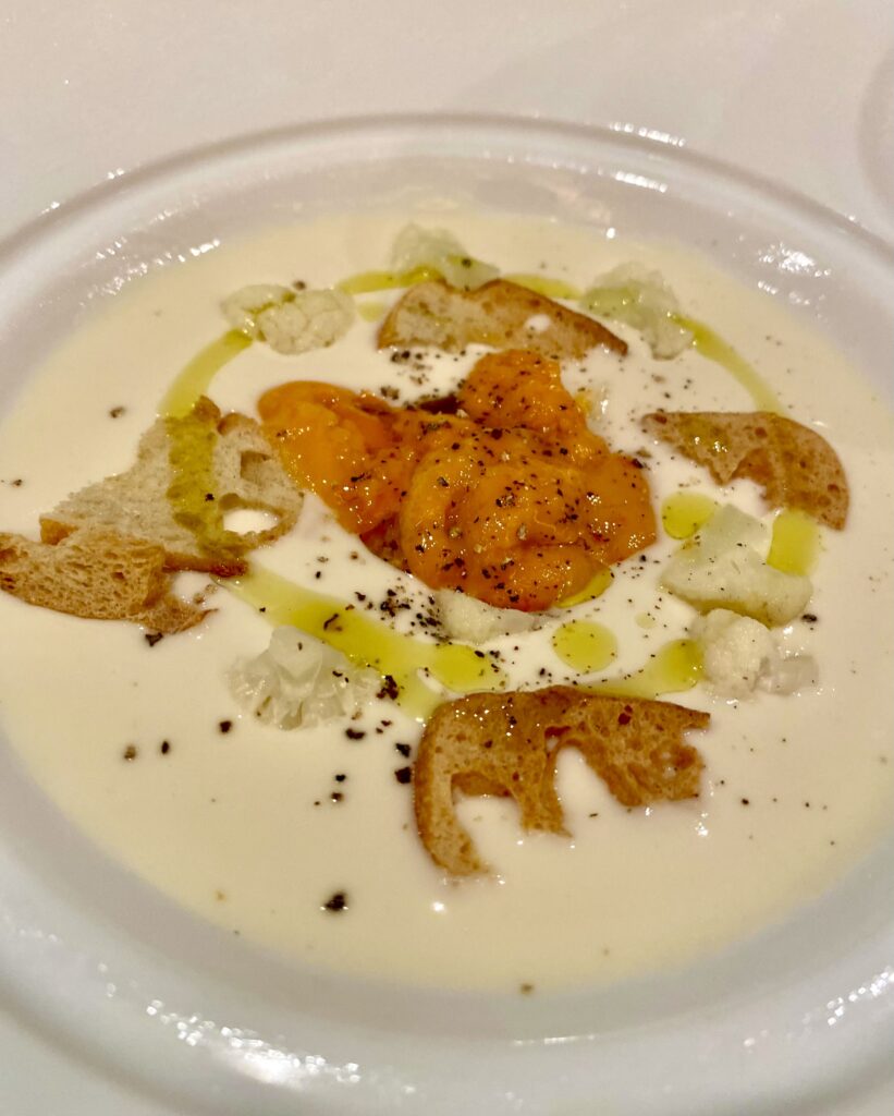 Cauliflower cold soup with sea urchin 